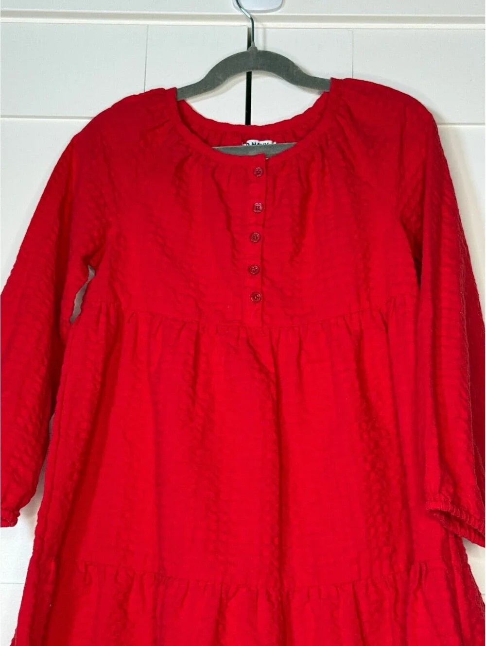 Old Navy Girls Red Tiered Long Sleeve Dress Size 8